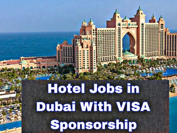 The lobby of a 5-star luxury hotel in Dubai, representing hospitality jobs.