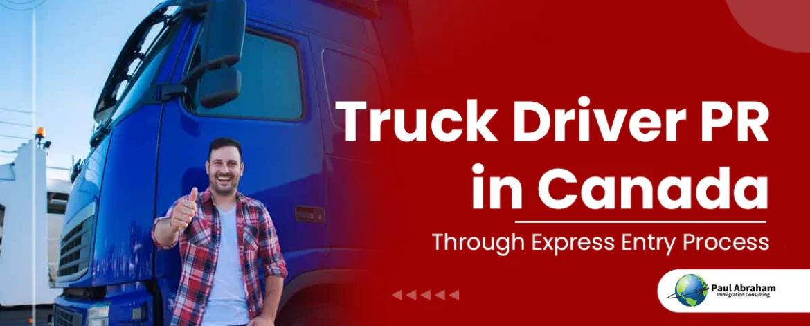 A truck driver, a high-demand job in Canada, driving on a Canadian highway.