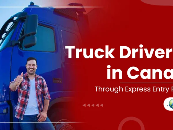 A truck driver, a high-demand job in Canada, driving on a Canadian highway.